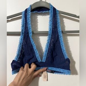 NWT Victoria's Secret blue lace halter bralette size small